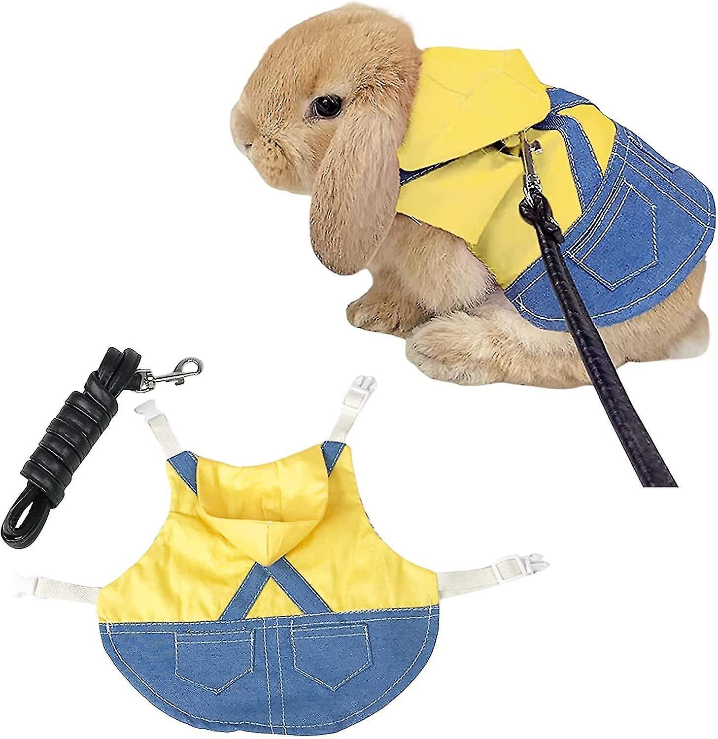 Tianzun Adjustable Rabbit Harness, Rabbit Harness And Leash, Rabbit Clothes Harness Strap For Rabbits, Ferrets, Hamsters Yellow M