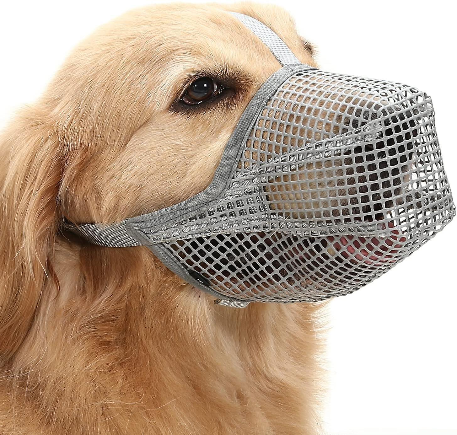 Frusde Dog Muzzle With Adjustable Straps, Soft Mesh Covered Muzzles For Small Medium Large Dogs Gray XL