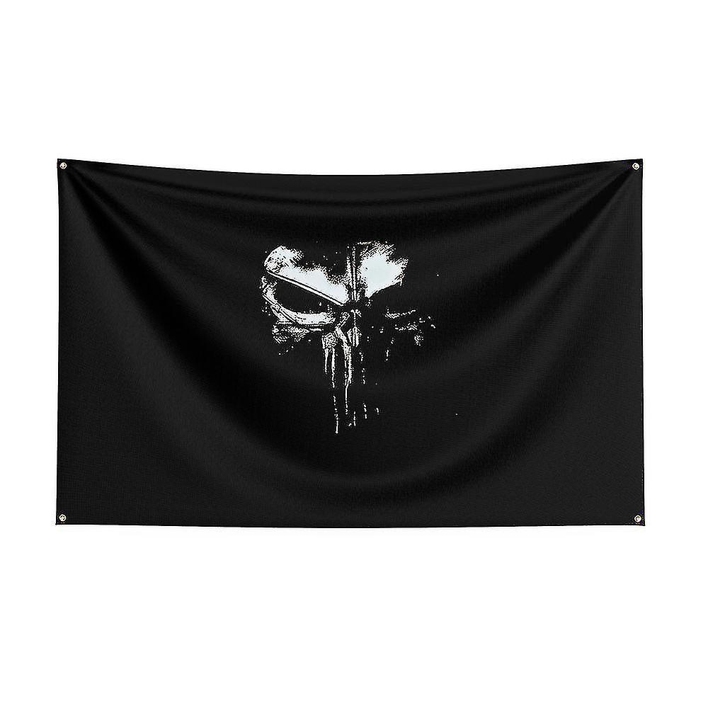 Skwtlv Born Pretty 3x5 Punisher Black Background Flag Polyester Printed Other Banner For Decor C 90 x 150cm