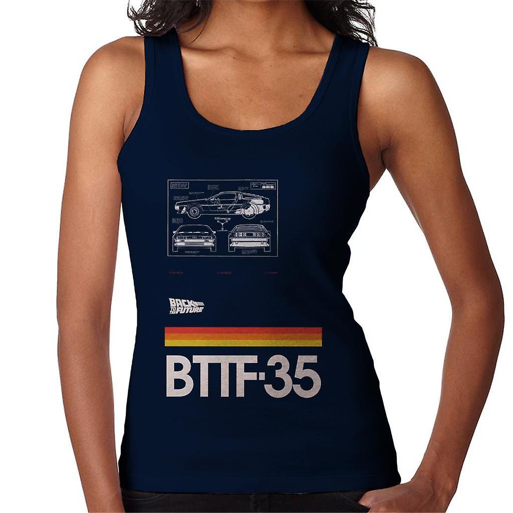 Back to the Future 35th Anniversary Delorean Notes Women's Vest Navy Blue Medium