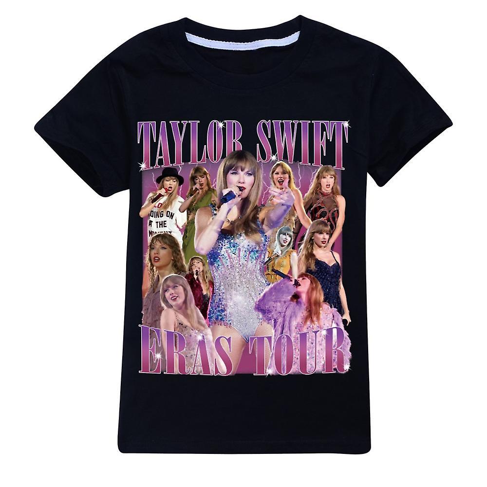 Bestdaily Taylor Swift T-Shirt Printed Kids Boys Girls Short Sleeve Crew Neck Summer Casual Tee Tops Swiftie Fans Concert Gifts Black 9-10 Years