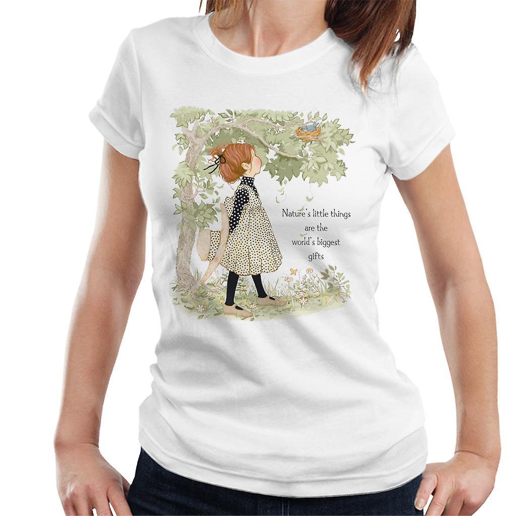 Holly Hobbie Natures Little Things Dark Text Women's T-Shirt White X-Large