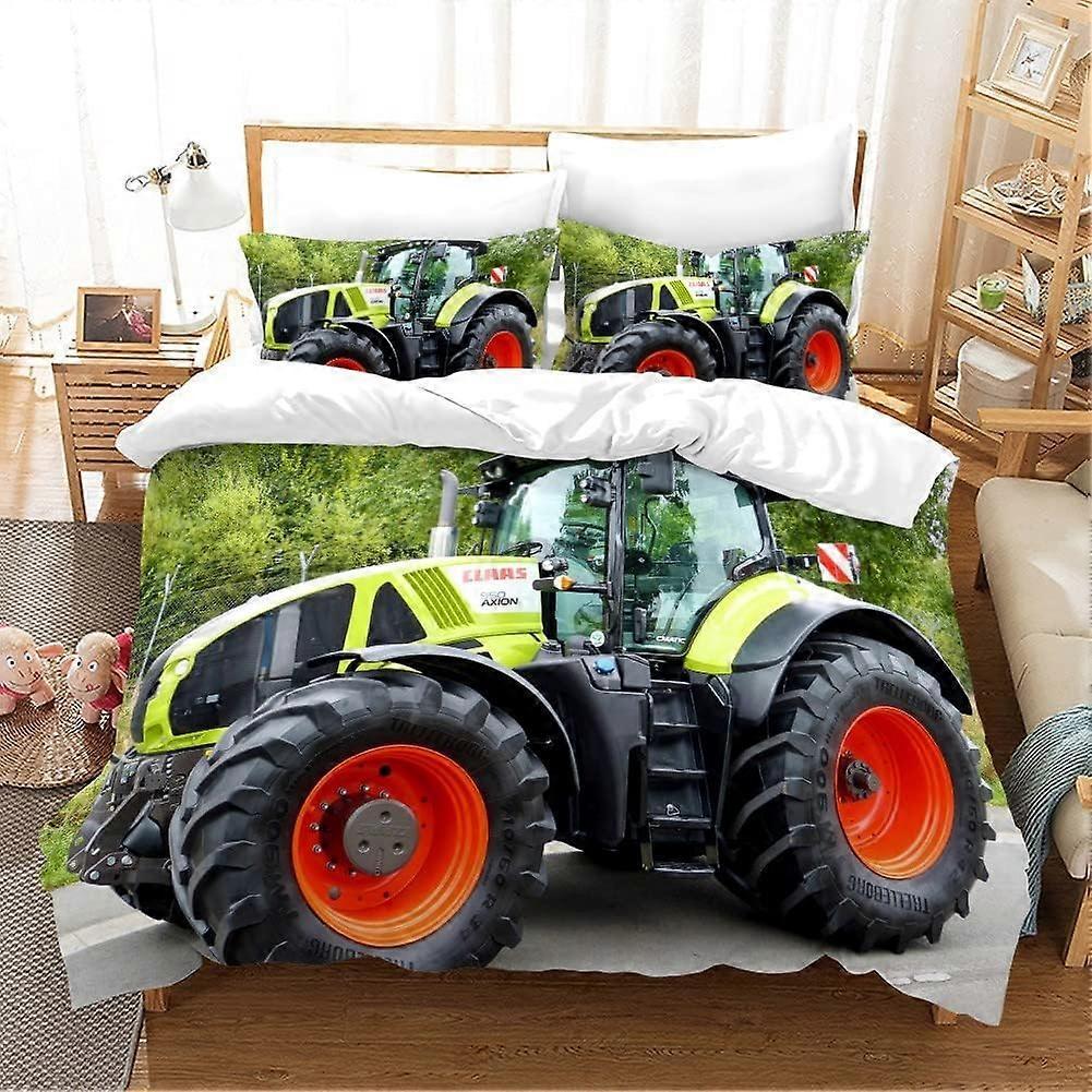 Kerota Duvet Cover Green Tractor Adult Bedding Set People with Zipper Closure with Pillowcasescm, Soft Microfiber Bedding 135*200 CM Single135x200cm