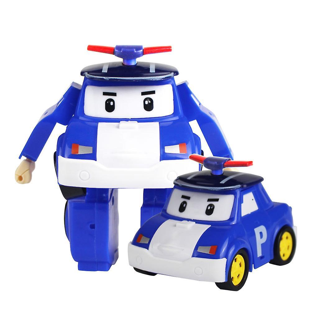 Remorui Robocar Poli Action Figure Deformation Police Car Robot Educational Kids Toy Blue