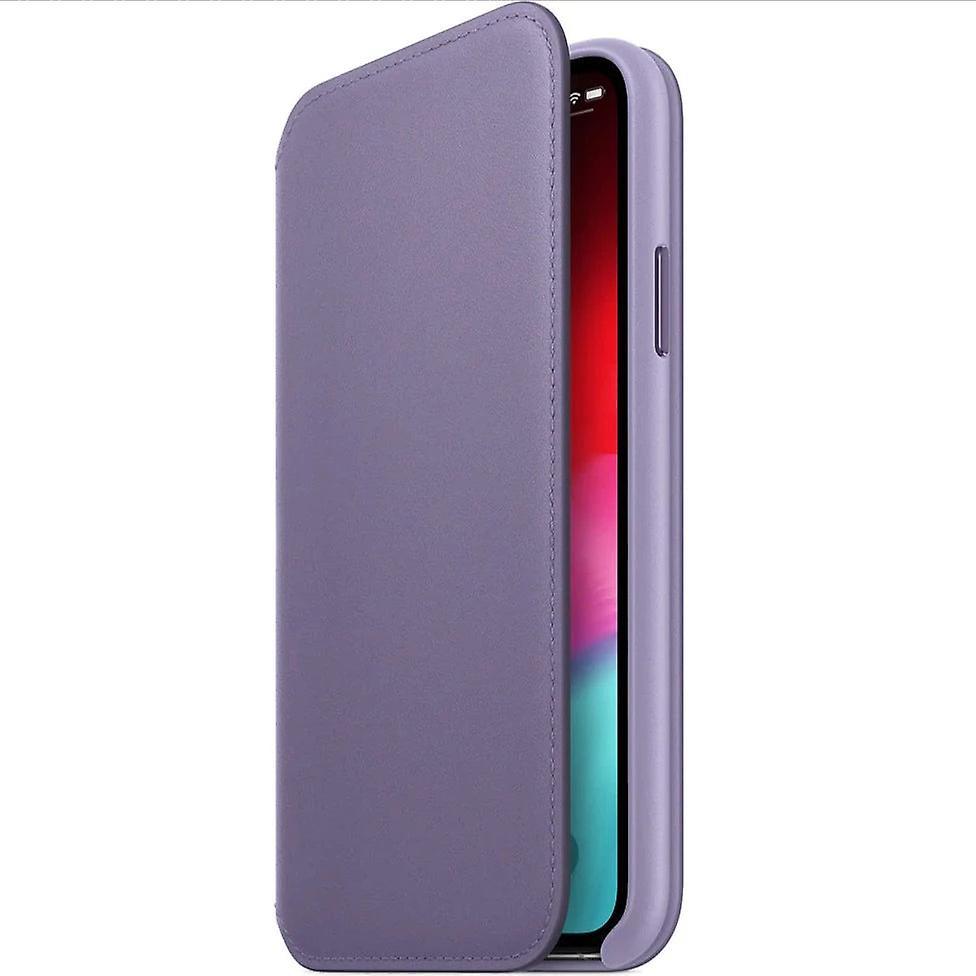 Apple iphone xs leather folio case cover - lilac purple