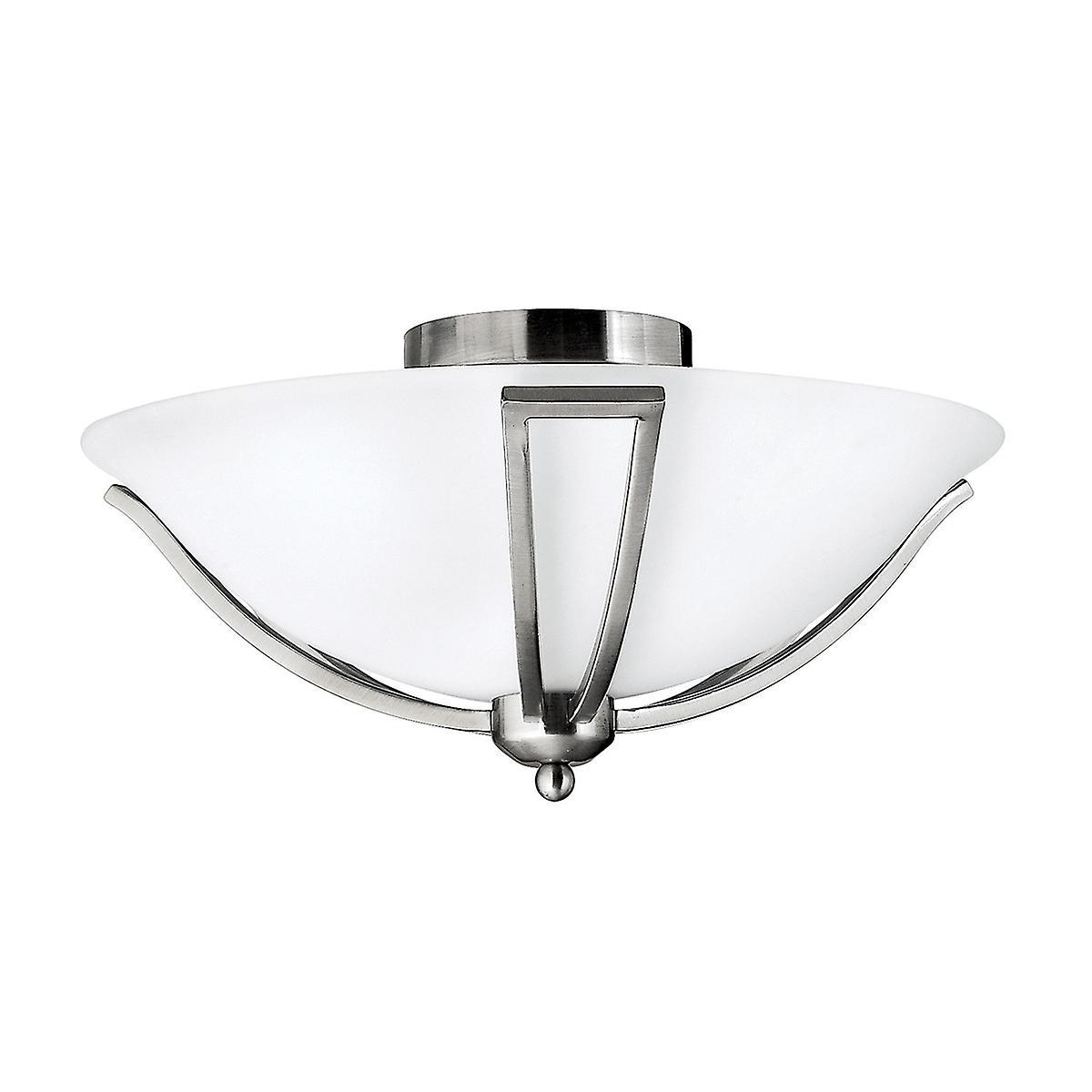 Bolla 2 Light Flush Ceiling Light Brushed Nickel E27