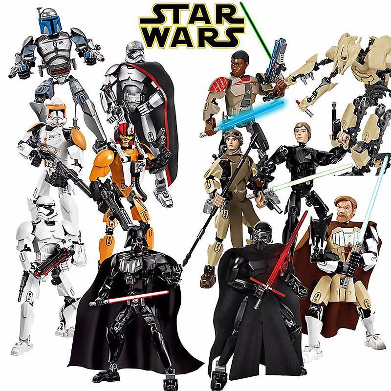 DUQI 24cm Toy Building Block Movie Star Wars Brick Action Figurine Manual Joint Movable Children Assembly Large Doll Model Kids KSZ 605-1