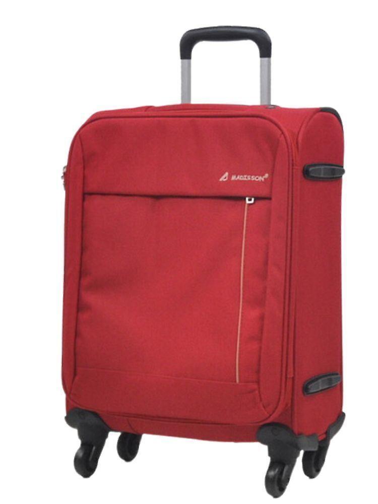 Snowball Lightweight Soft Casing Cabin Suitcase 8 Wheel Luggage Travel Red