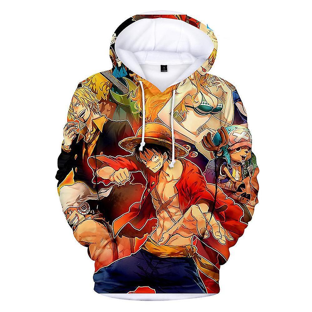 Shinestar One Piece Drawstring Hoodies 3d Anime Printed Hooded Sweatshirt Casual Loose Pullover Jumper Tops For Kids Unisex B 7-8 Years