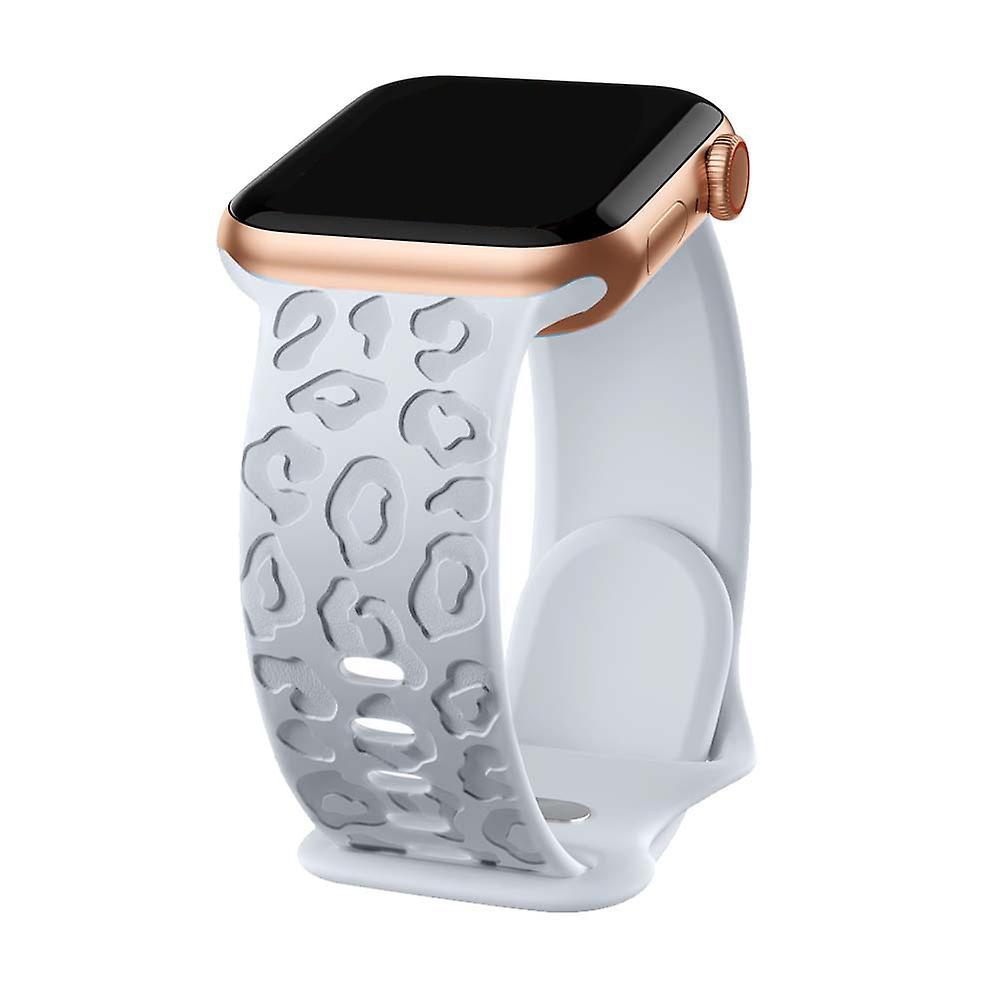 Apband Engraved Silicone For Apple Watch Ultra 2/ultra Strap 49mm 45mm 44mm 42mm 41mm 40mm 38mm Iwatch Band Leopard Print Strap For Apple Watch Ser...