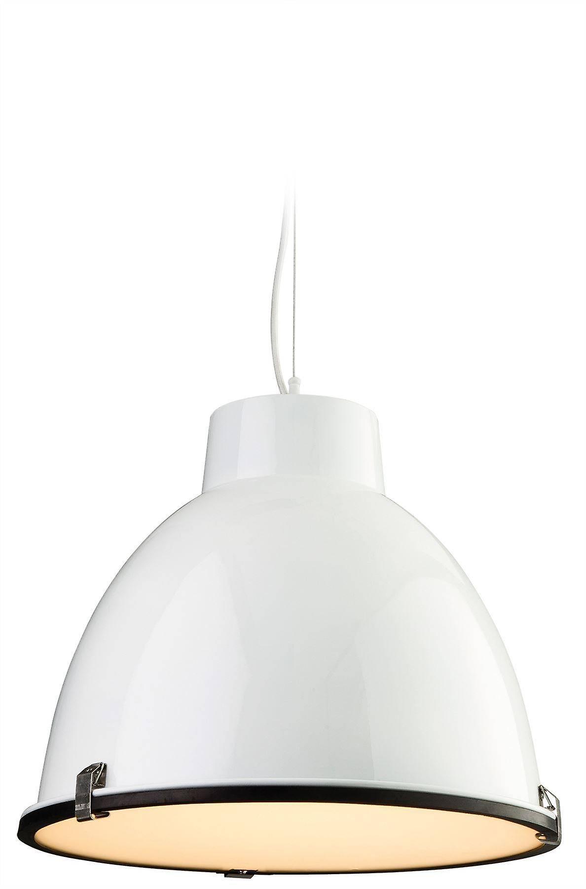 Firstlight Lighting Manhattan 1 Light Dome Ceiling Pendant White, Frosted Glass, E27