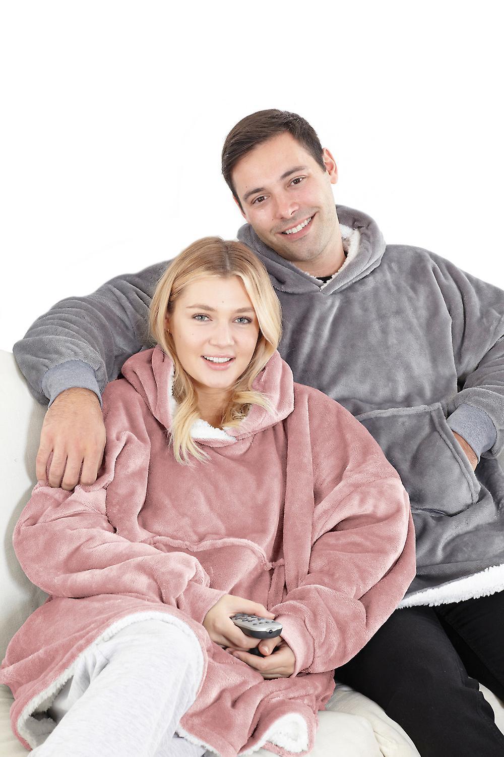 Eskimo Sherpa Lined Blanket Hoodie Pink