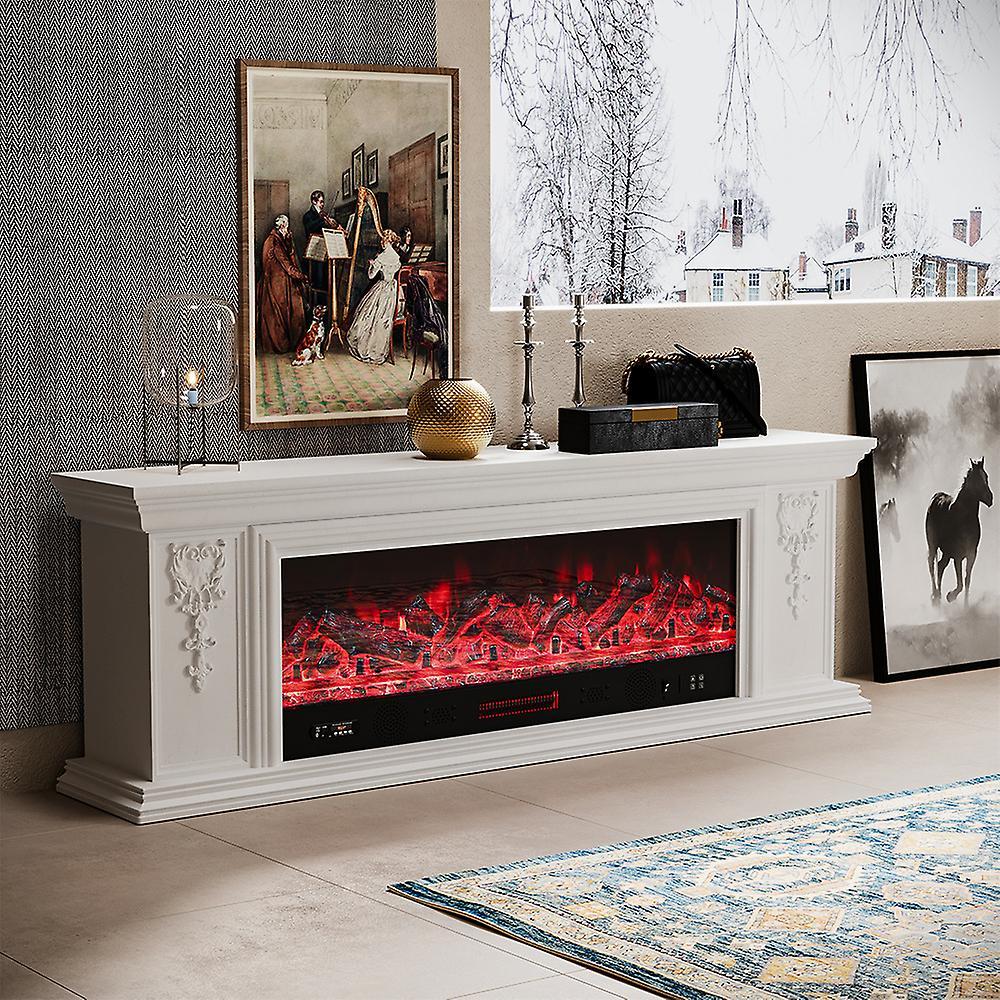 Living And Home Electric Fireplace TV Stand with Adjustable Flame and Remote Control