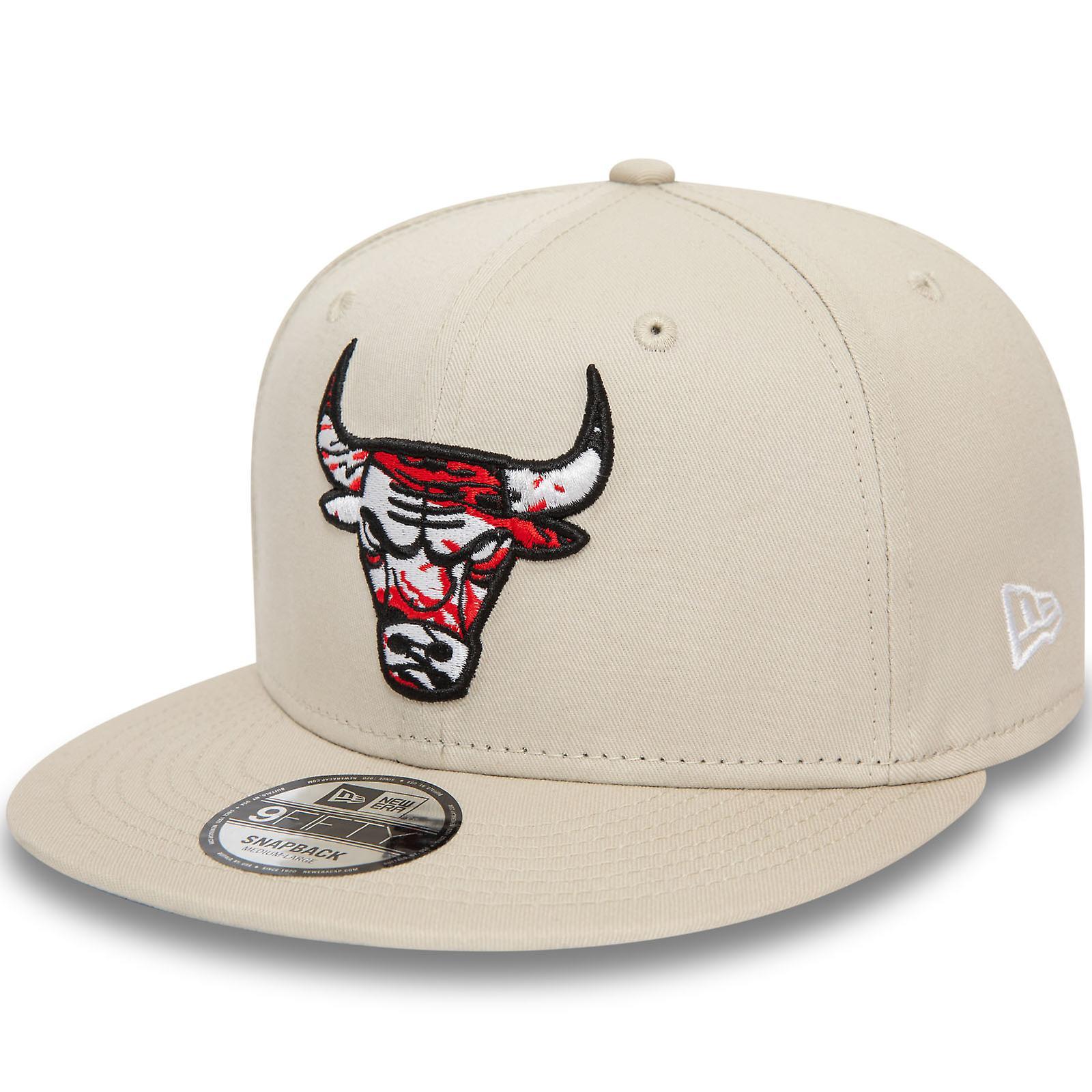 New Era Mens Chicago Bulls Seasonal Infill 9FIFTY Snapback Cap Hat - Stone S/M