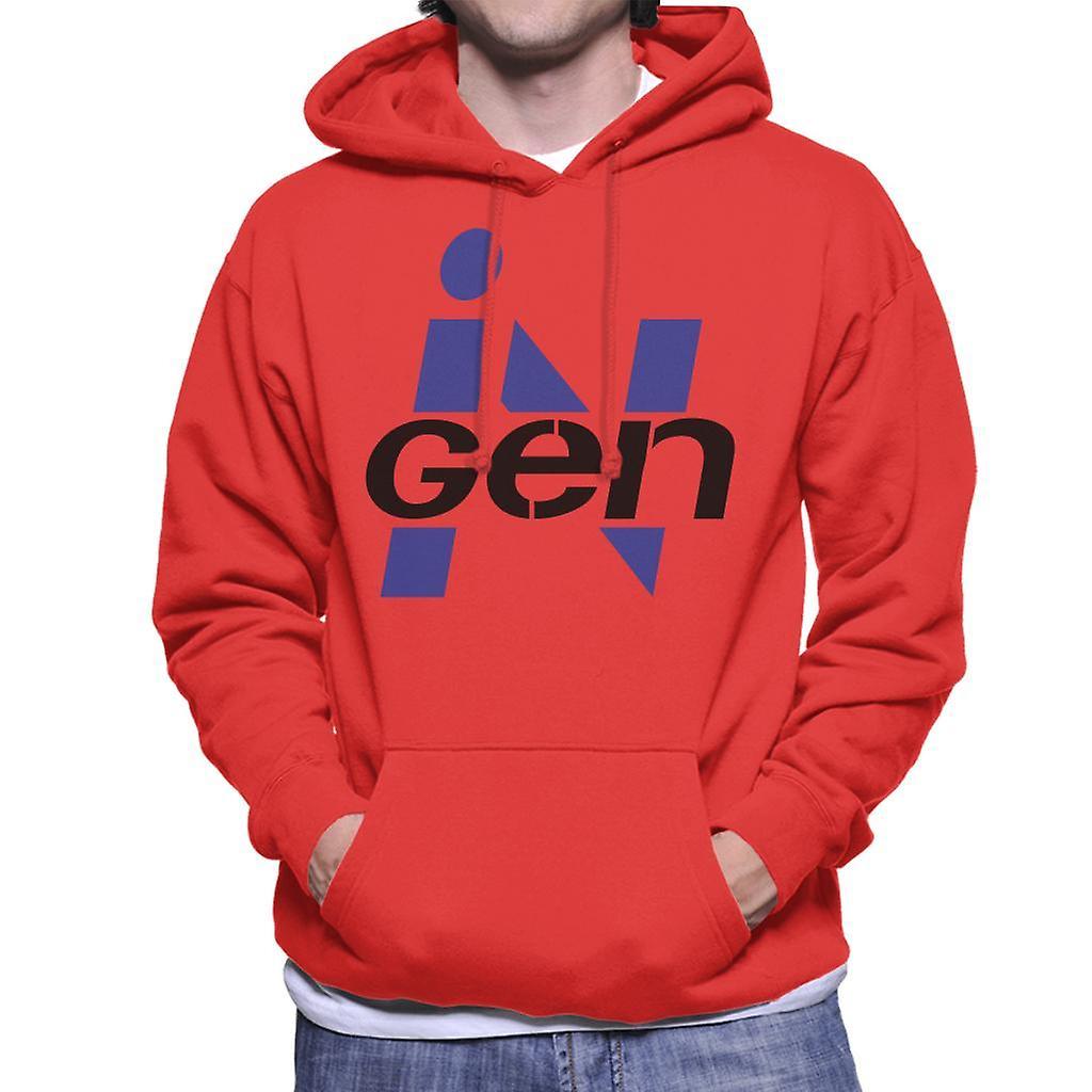 Jurassic Park Ingen Classic Blue Logo Men's Hooded Sweatshirt Red XX-Large