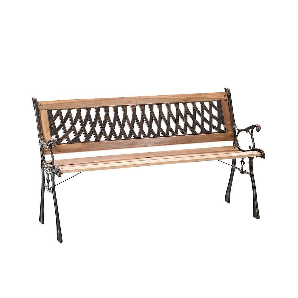 Living And Home 3 Seater Cast Iron Garden Park Bench Outdoor Patio Furniture Chair Iron Legs Patio Seat