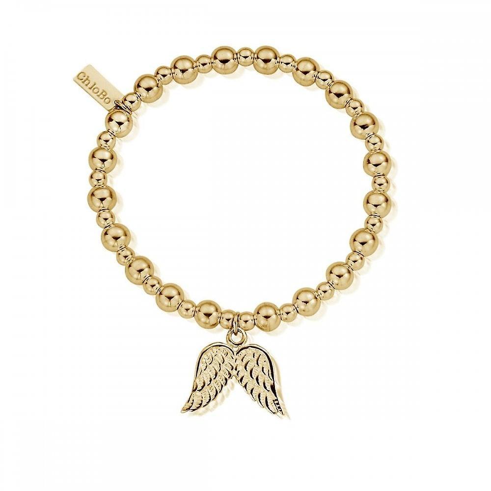 Women's ChloBo Gold Mini Small Ball Double Angel Wing Bracelet GBMSB701