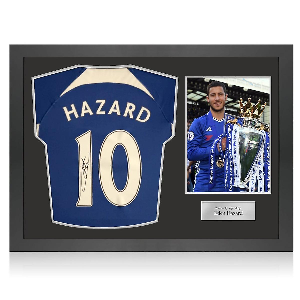 Exclusive Memorabilia Eden Hazard Signed Chelsea 2023-24 Football Shirt. Icon Frame