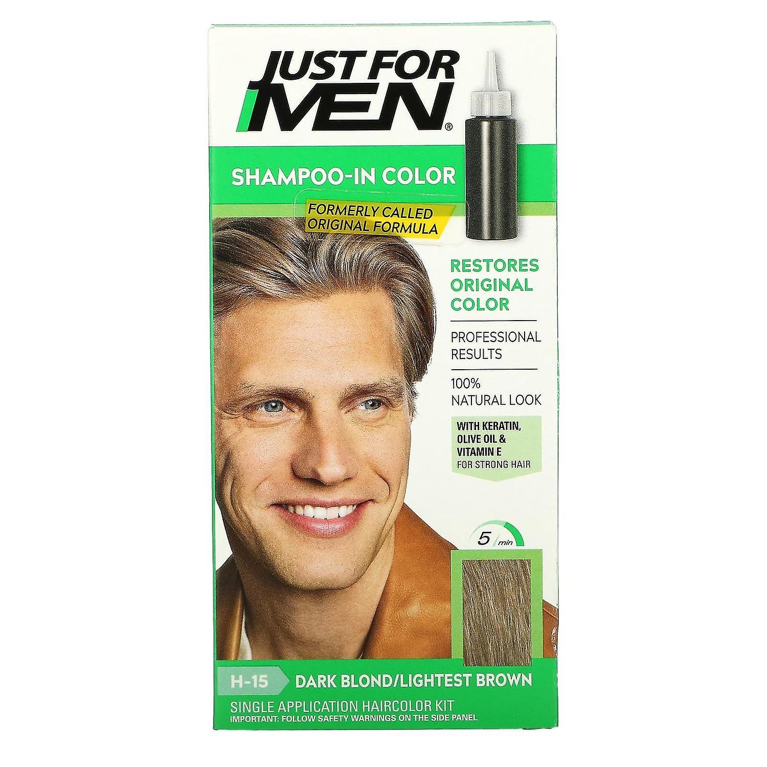 Just for Men, Shampoo-In Color, Men's Hair Color, Dark Blond/Lightest Brown H-15, Single Application