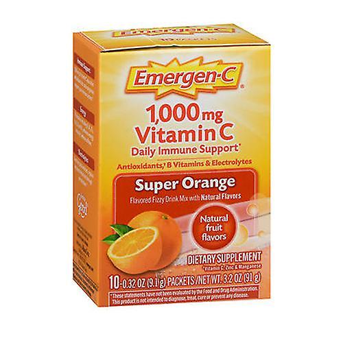 Alacer Emergen-C Vitamin C Drink Mix,1000 mg ,Supeer Orange 10 pkts (Pack of 1)