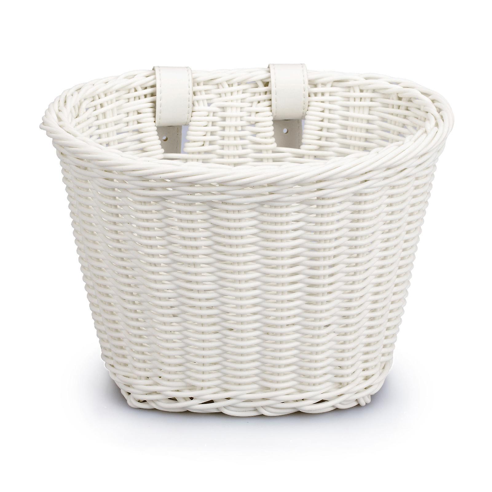 Chiusuet Hand-Woven Bicycle Basket Large Capacity Strong Load-bearing Easy Installation Handlebar Bike Front White