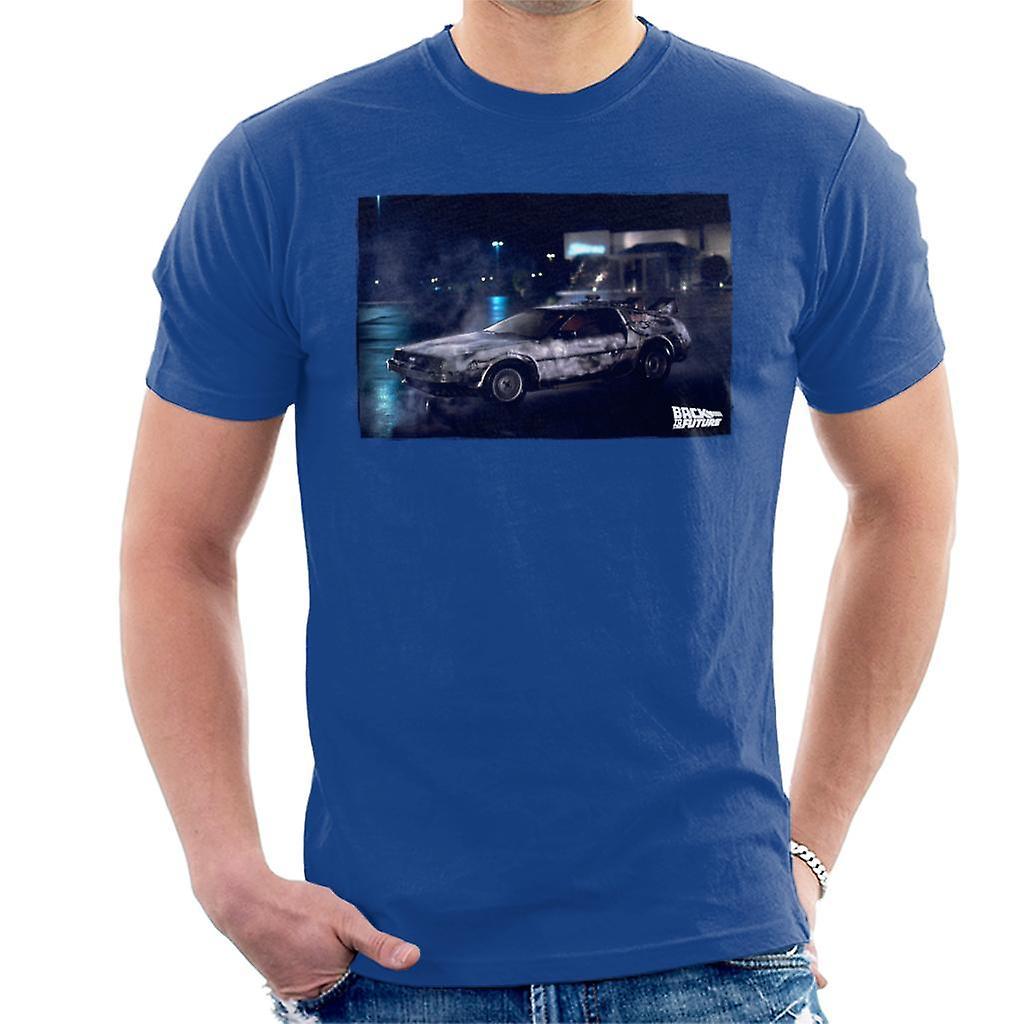 Back to the Future Delorean Cinematic Design Men's T-Shirt Royal Blue Medium