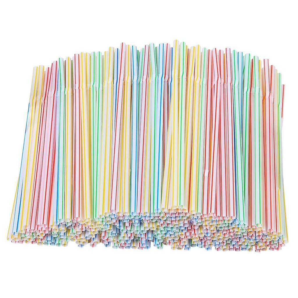 unbrand 200 Plastic Drinking Straws 8 Inches Long Aed Striped Bedable A