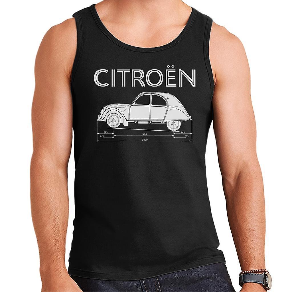 Citro�n Citroen 2CV Dimensions White Diagram Men's Vest Black Medium