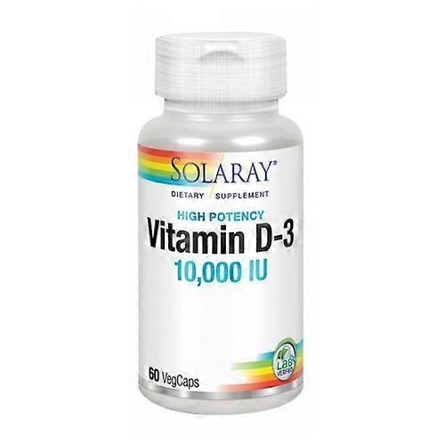 Solaray Vitamin D-3, 10,000 IU, 60 Caps (Pack of 1)