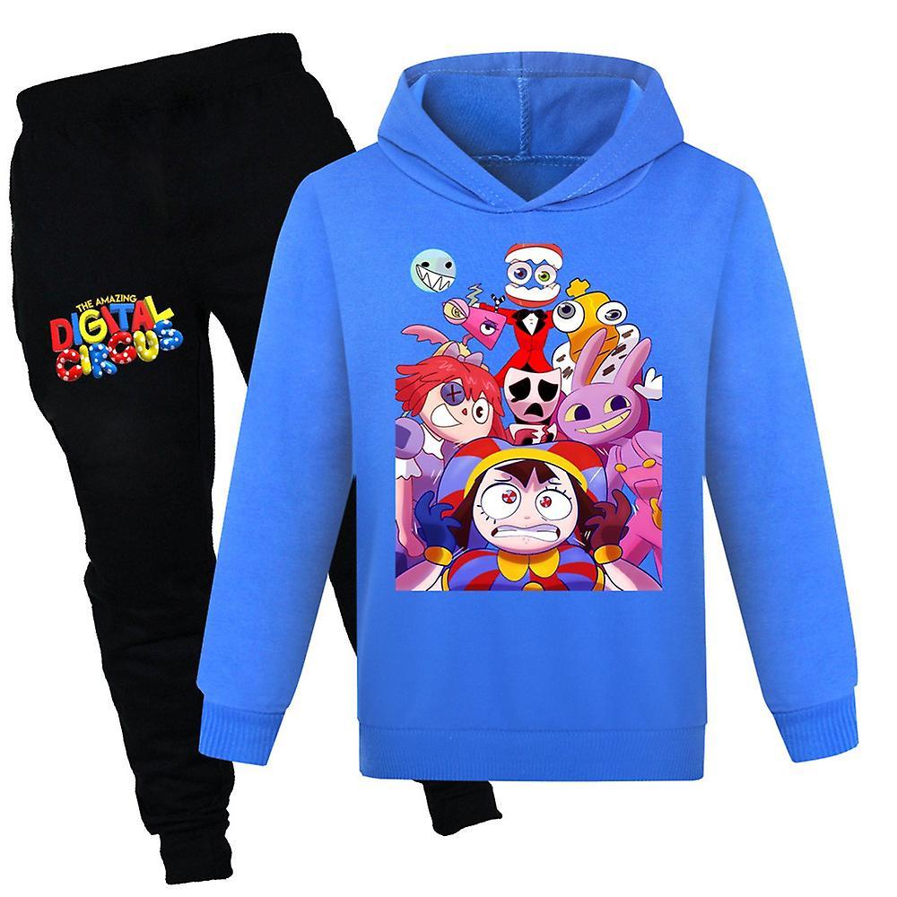 Vicbuy Kids The Amazing Digital Circus Boys Girls Hooded Sweatshirt Sweatpant Pants Set Tracksuit Outfits Blue 7-8 Years