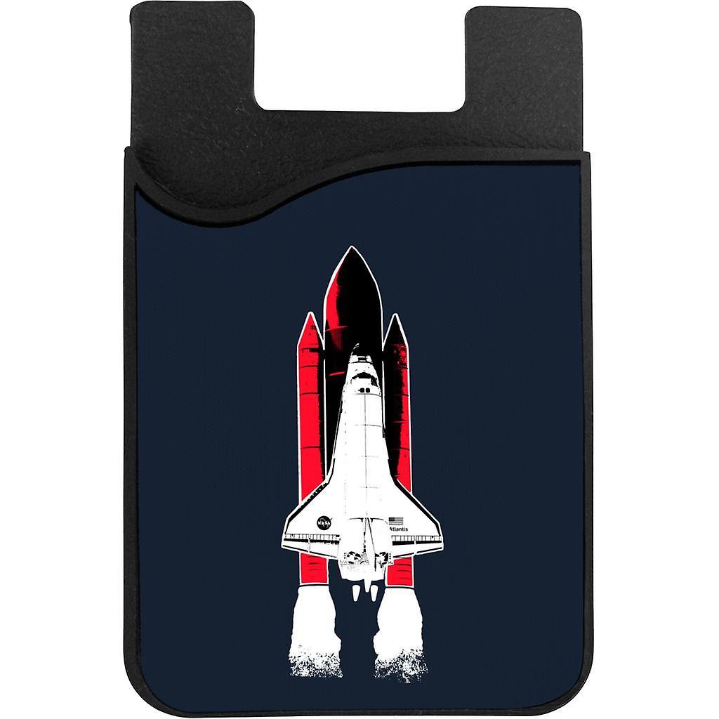 NASA Atlantis Shuttle Launch Phone Card Holder Navy Blue 5.5cm x 8.5cm