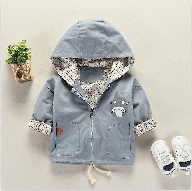 Slowmoose Autumn Baby Hooded Coat Jacket For Cartoon Long Sleeve Pattern Clothes Gray 9M