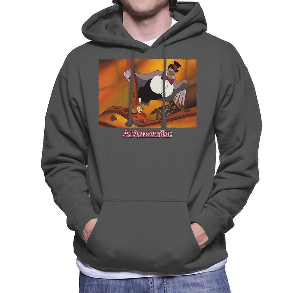 An American Tail Fieval And Henri Le Pigeon Men's Hooded Sweatshirt Charcoal Medium