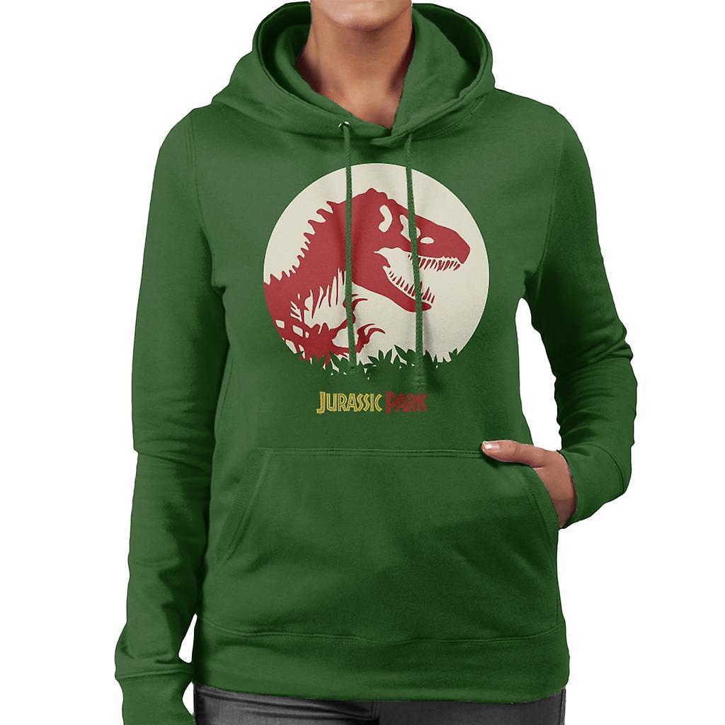 Jurassic Park T Rex Red Skeleton Icon Women's Hooded Sweatshirt Bottle Green Medium