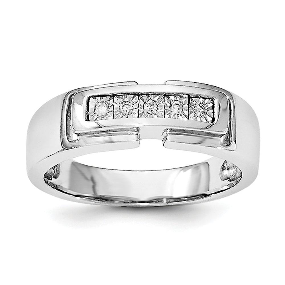 JewelryWeb 925 Sterling Silver Mens Polished Diamond Ring Jewelry for Men - Ring Size: 9 to 11