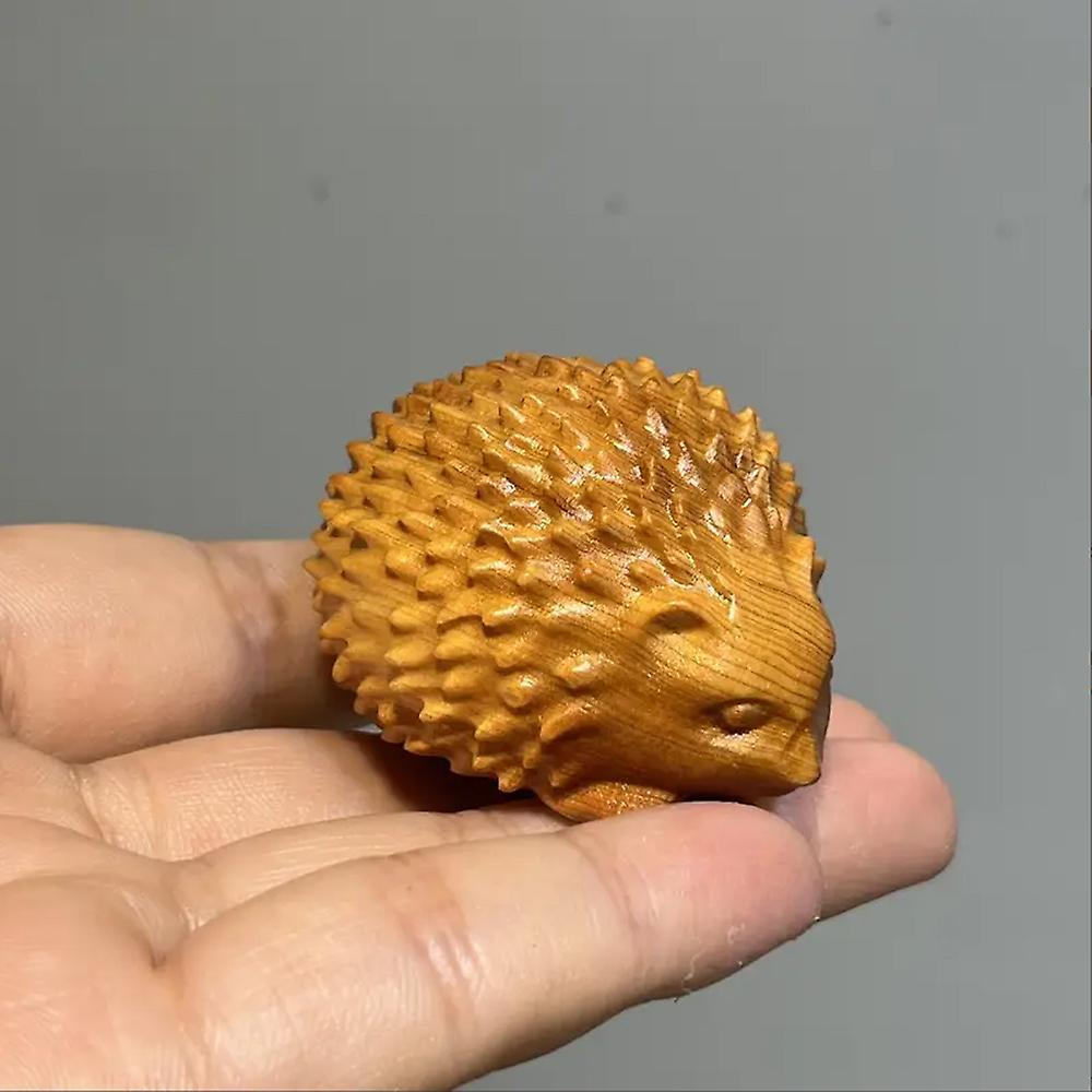 Mylight Hedgehog Wood Carving Ornament Sculpture Figurine Statue Home Office Table Decor