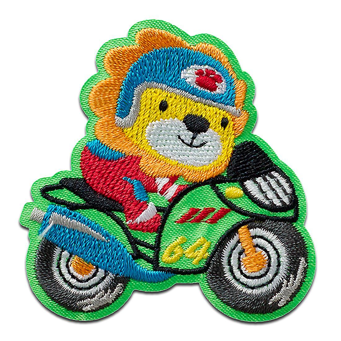 Mono-Quick Racer Lion Animal - Patch, Iron-on patch, Iron on, Size: 5.2 x 5 cm