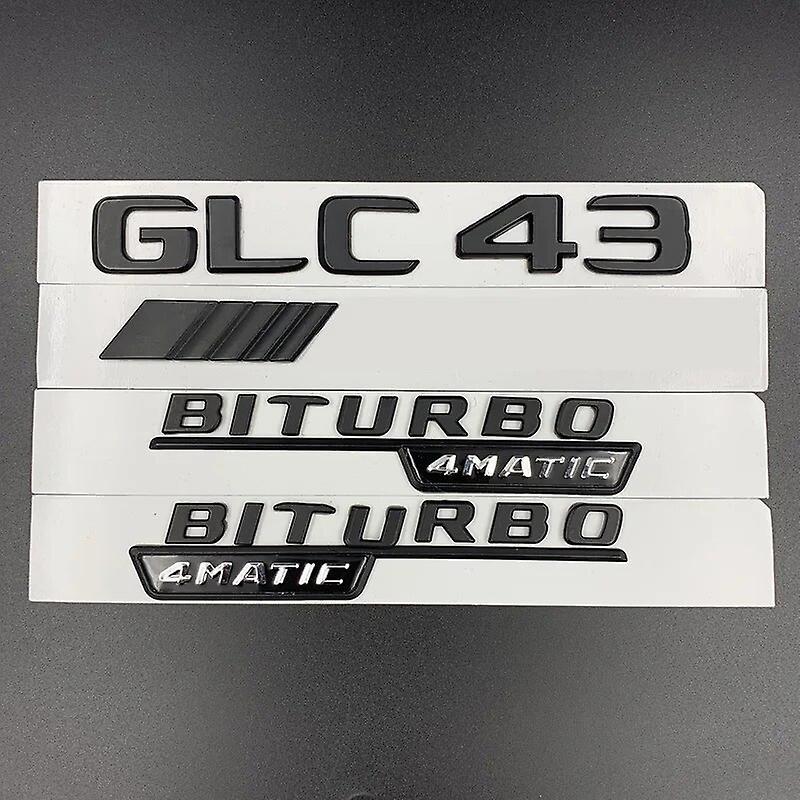 Hikig 3d Abs Black Logo Glc43 Letters Car Trunk Badge Biturbo 4matic Fender Emblem For Mercedes Glc 43 Amg X253 Sticker Accessories Glossy Black