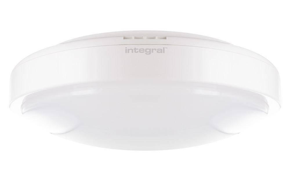 Integral Lighting LED Flush Ceiling Light Bulkhead 24W 4000K 1750lm IK09 Matt White IP44