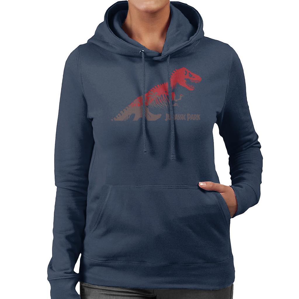 Jurassic Park T Rex Red Skeleton Silhouette Women's Hooded Sweatshirt Navy Blue Large