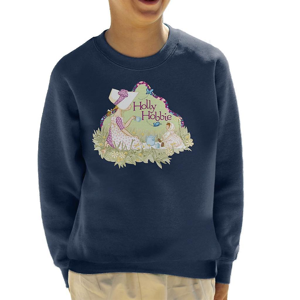 Holly Hobbie Tea Party Kid's Sweatshirt Navy Blue Medium (7-8 yrs)