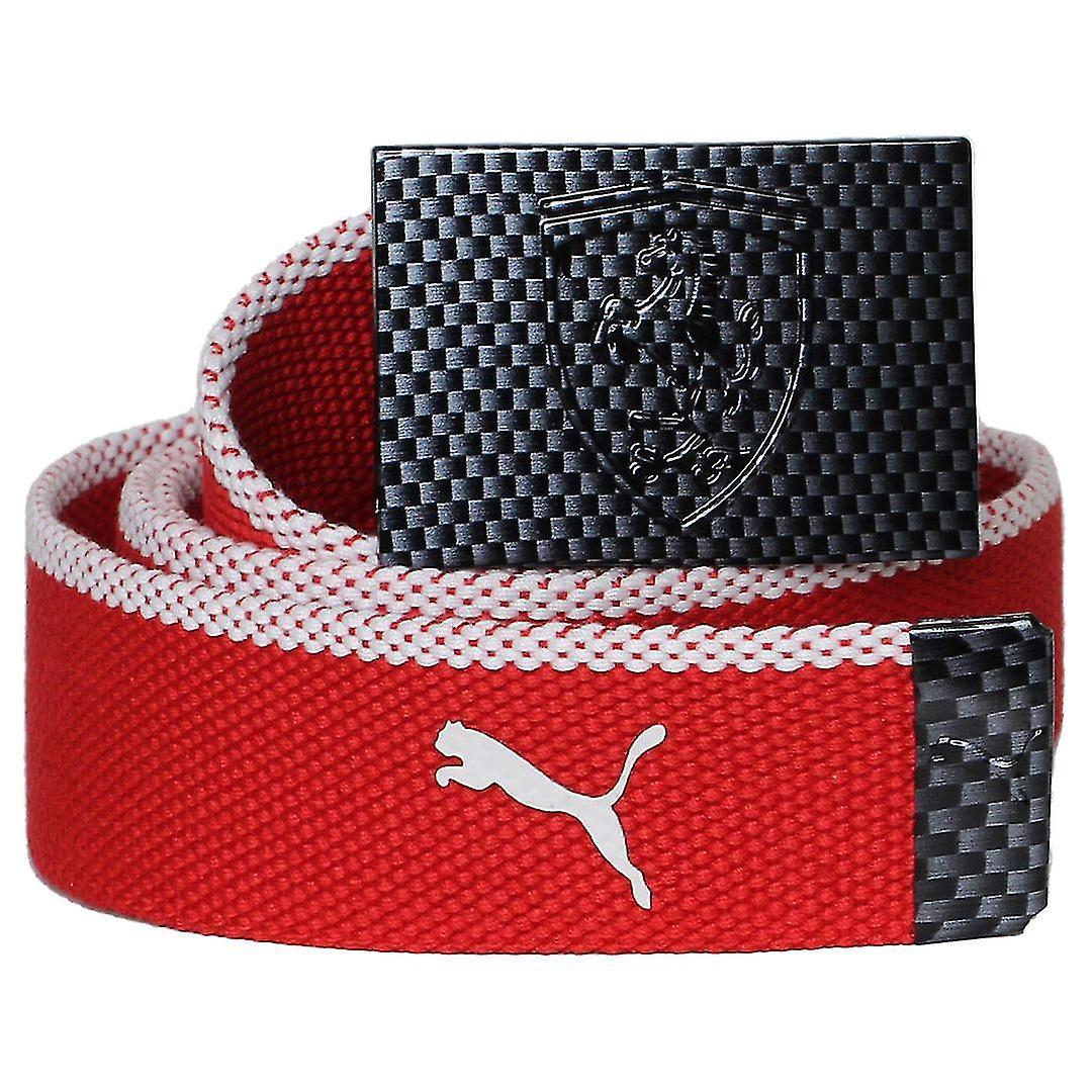 Puma Scuderia Ferrari Adjustable Metal Buckle Red Mens Belt 052419 01 Red/White One Size