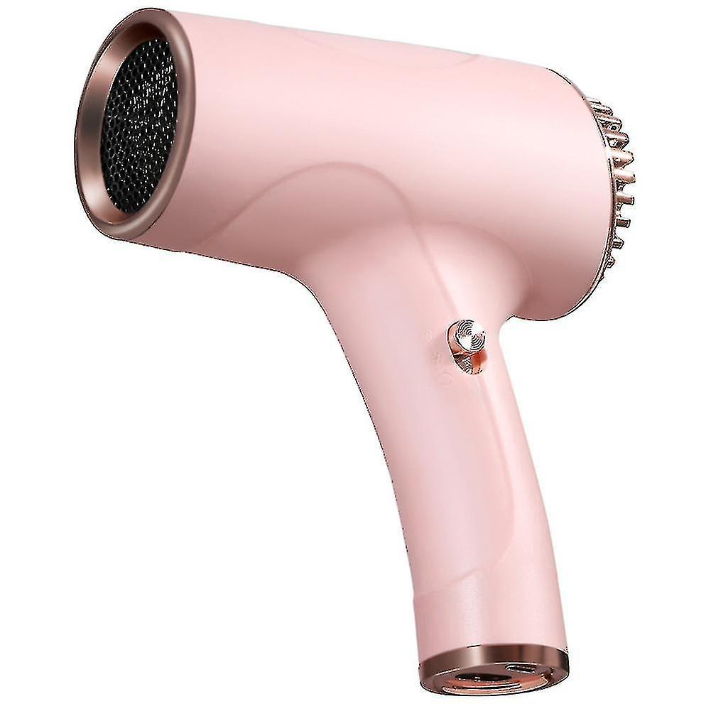 Bxs Wireless Rechargeable Hair Dryer Portable Hot And Cold Wind Hair Dryer For Outdoor Travel Pink