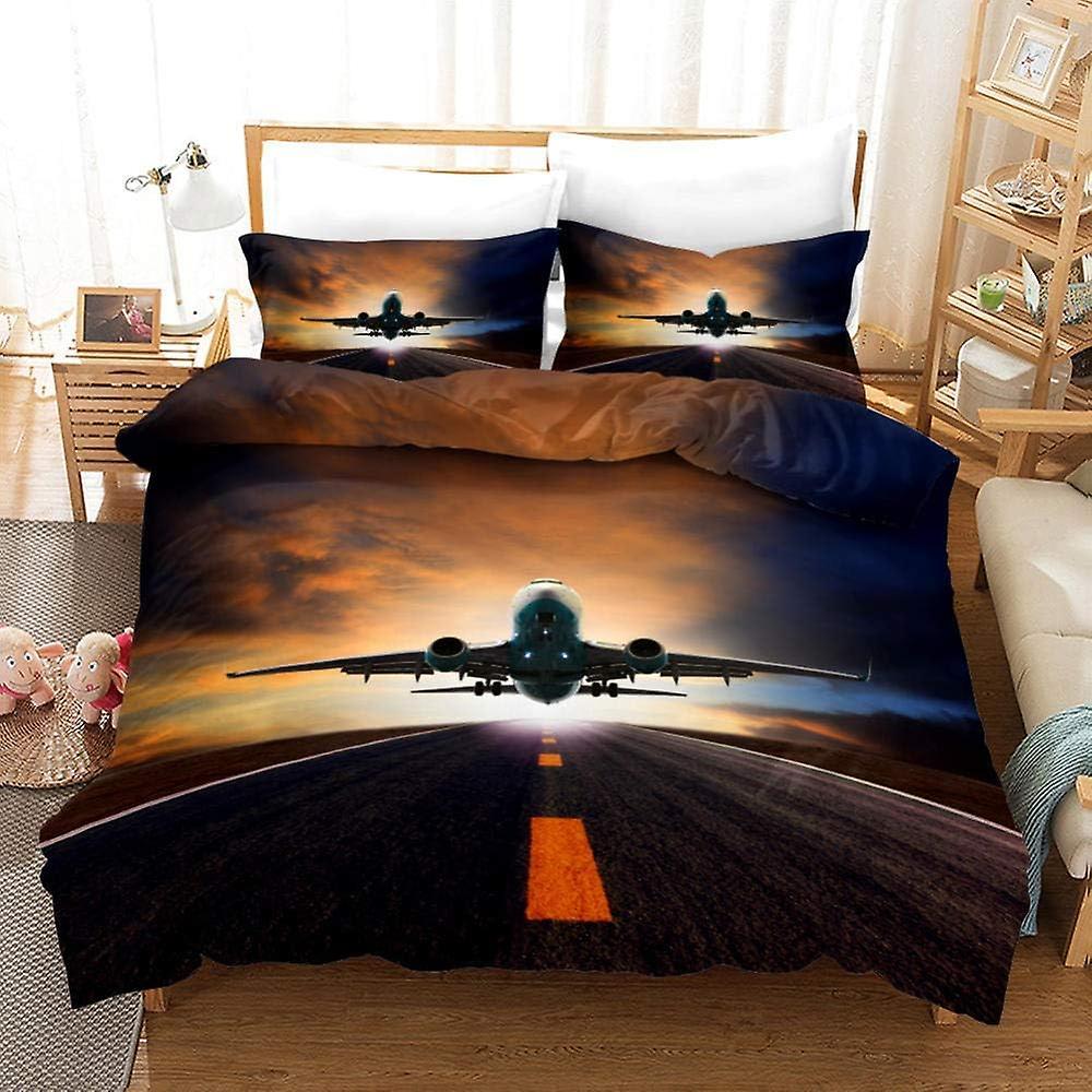 Kerota Bedding Sets Airplane Digital Printing Color Bedding Pieces  Duvet Cover and Pillowcase) 135*200 CM Single135x200cm