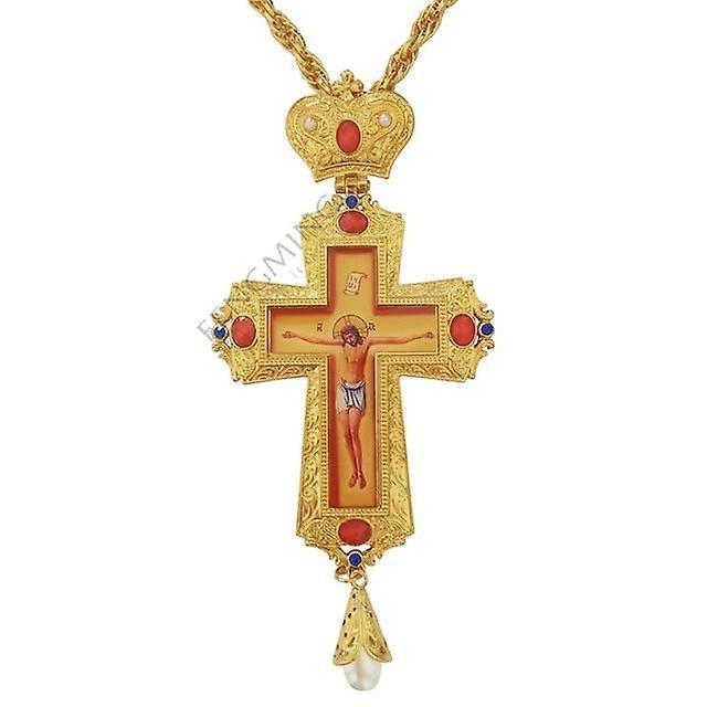 Slowmoose Cross Orthodox Jesus Pendants Gold Plated - Chain Necklace, Religious FMSZJ7