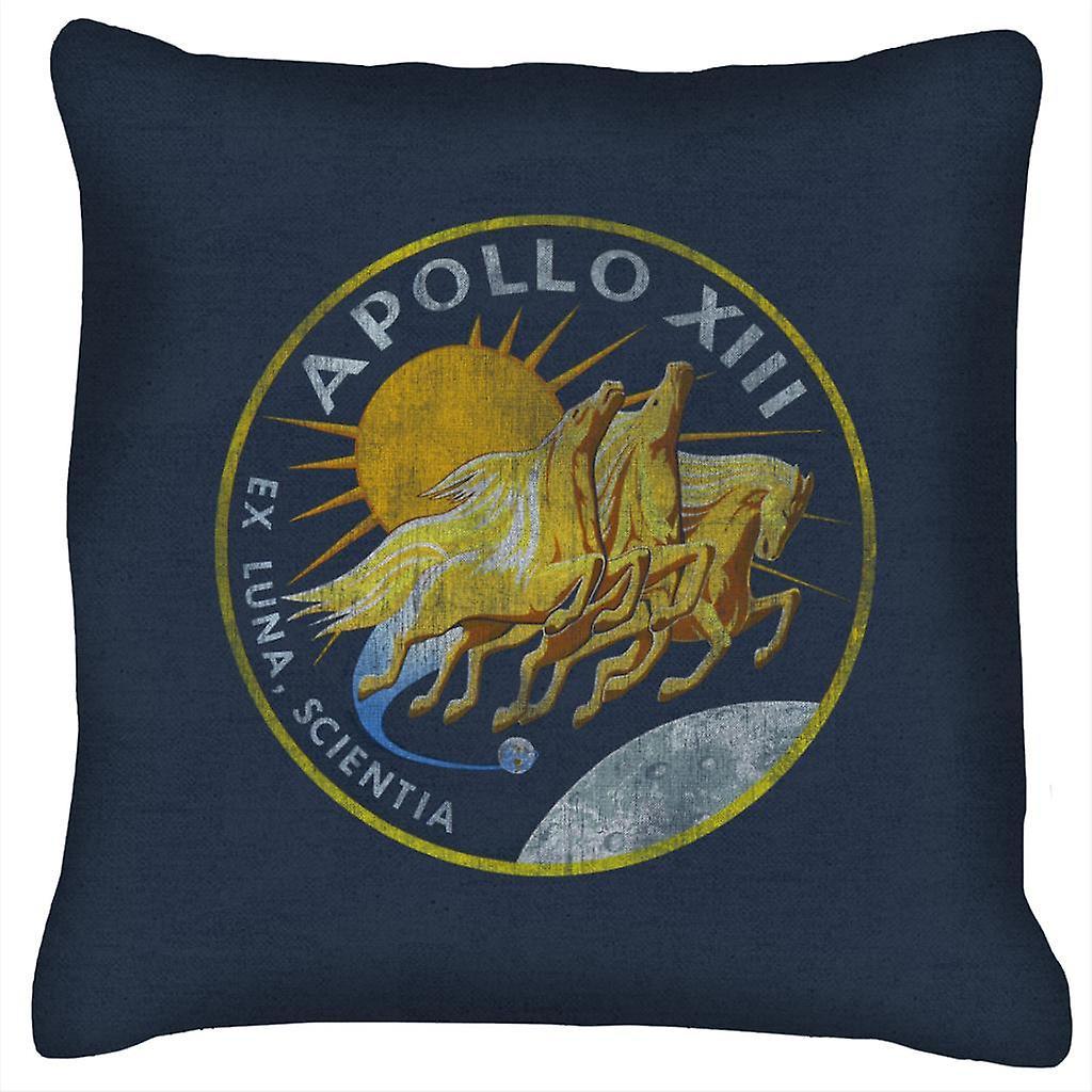 NASA Apollo 13 Mission Badge Distressed Cushion Navy Blue 40 x 40cm