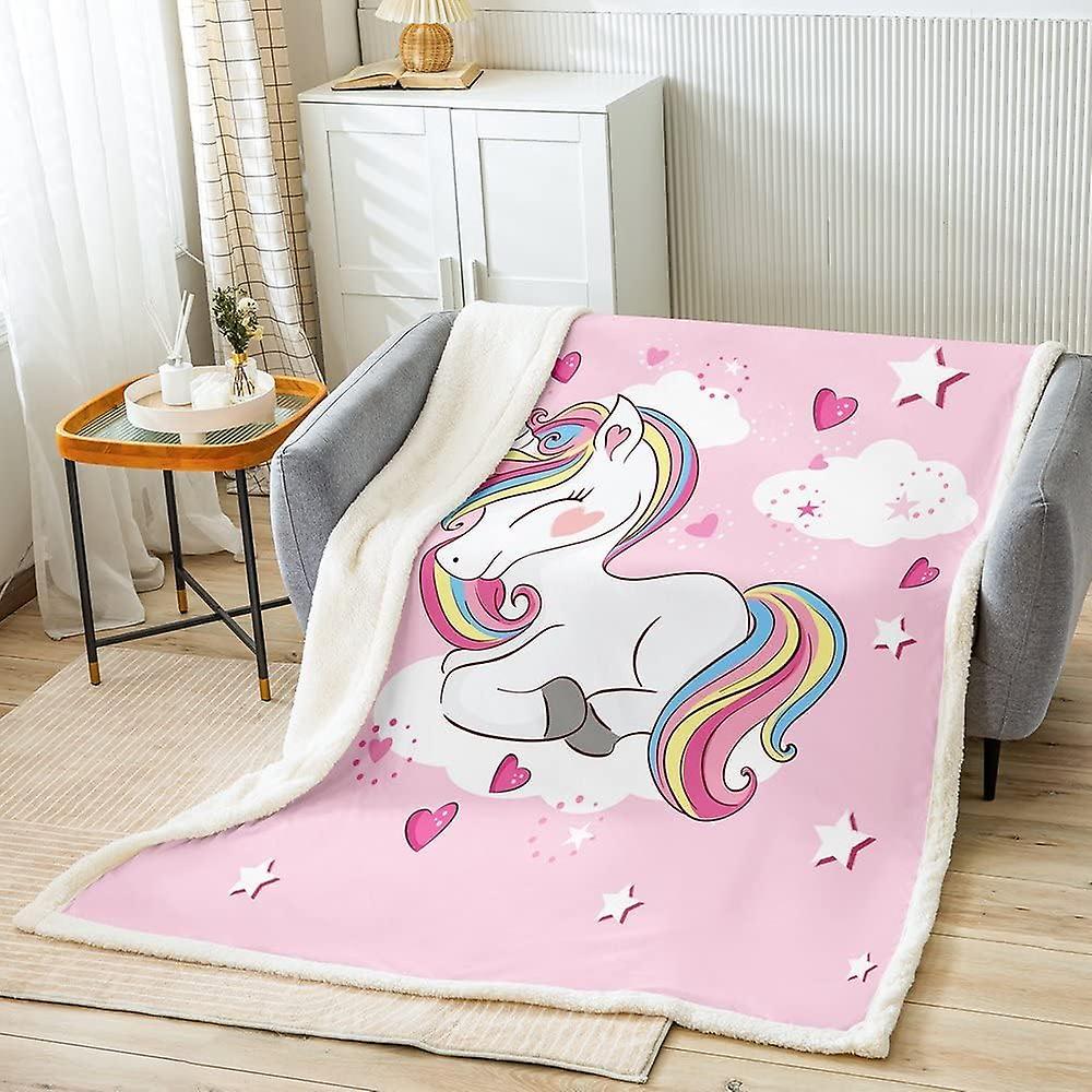 Kerota Unicorn Fleece Throw Blanket for Kids Girls Pink Heart Plush Blankets and Throws Unicorn Gifts Fuzzy Blanket for Bed Sofa Double 50x40in 125...