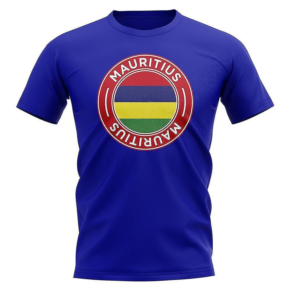 UKSoccerShop Mauritius Football Badge T-Shirt (Royal) Blue LW