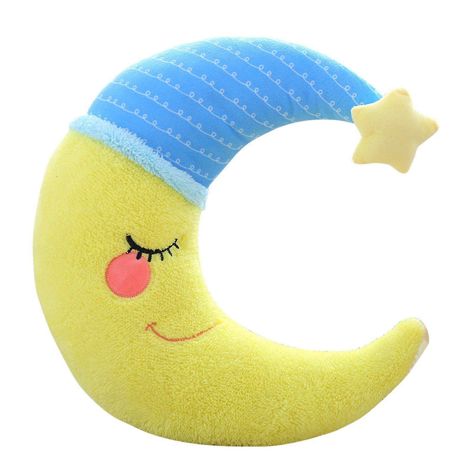 Haloppe Plush Pillow Soft Fully Stuffed Cozy Touch Sleeping Accompany Doll Sofa Ornament Moon Doll Throw Pillow Plush Toy Yellow