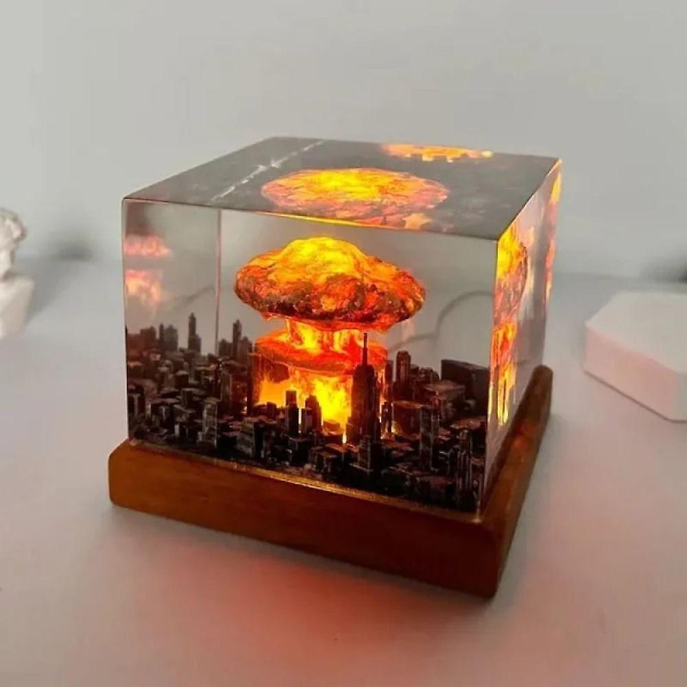 Sevenday Mushroom Cloud Nuclear Explosion Resin Flameless 3d Night Light, Atomic Bomb Model Atmosphere Lamp Home Table Decoration Christmas Gifts